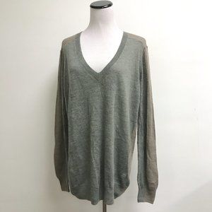 G Star Raw Women' gray brown block pattern v neck fine wool sweater oversized M